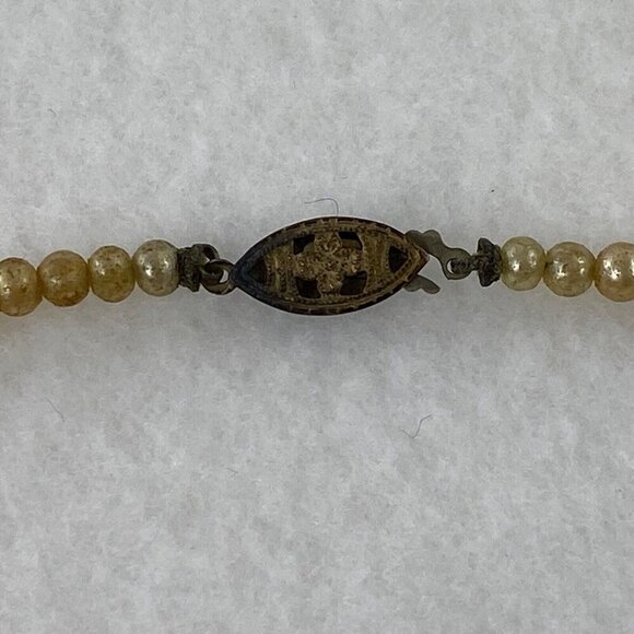 Vintage Faux Pearl Necklace Single Strand Sterling Silver Hook Clasp - Picture 3 of 8